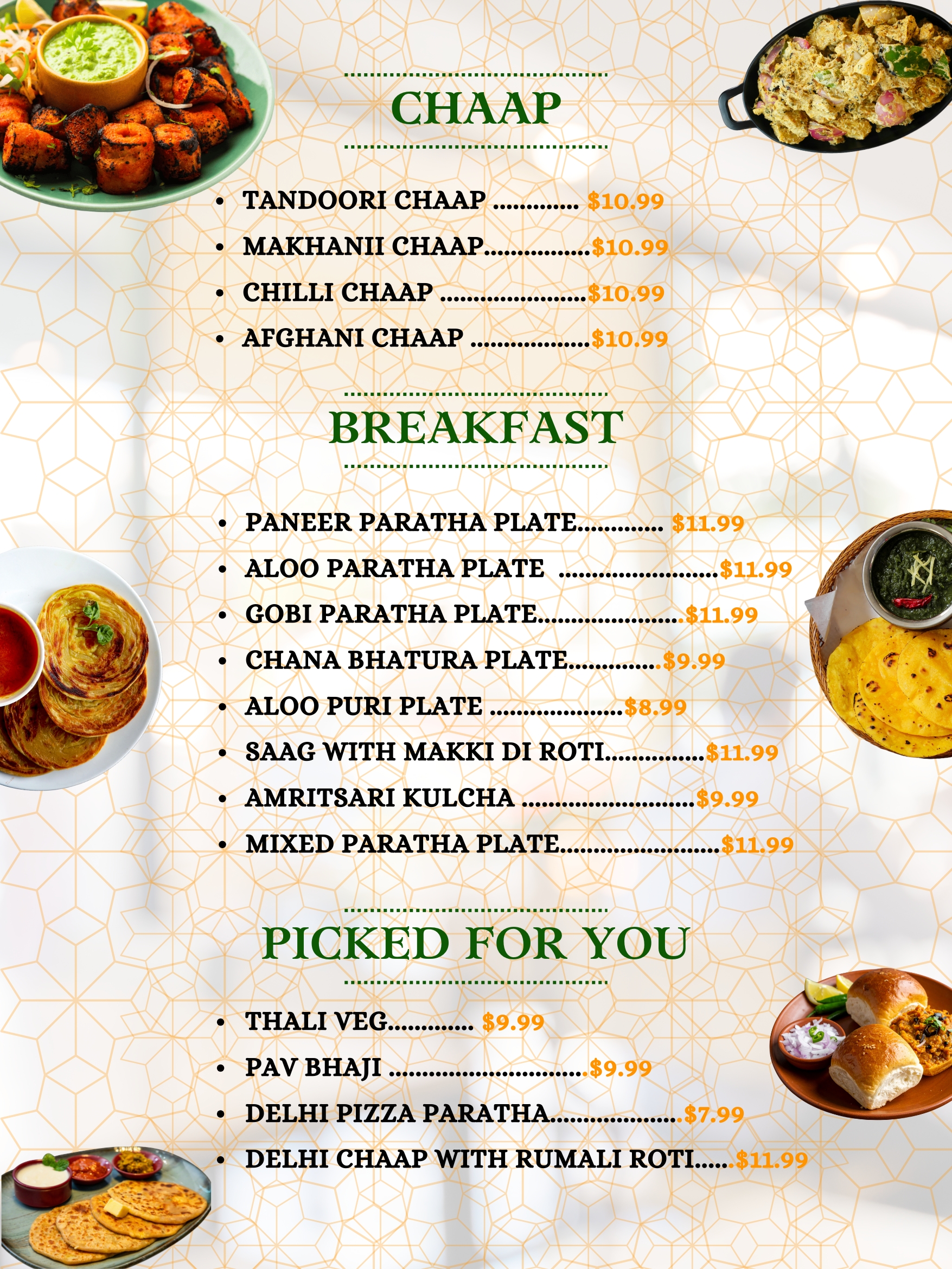 Delhi Hub Menu
